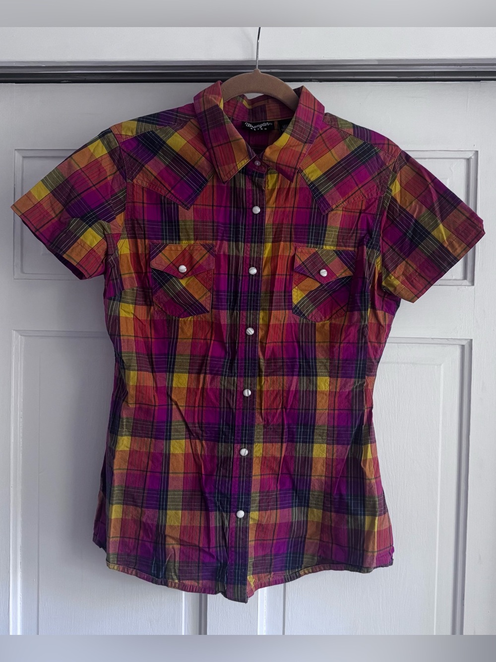 Wrangler Retro Multi Colored Snap Short-Sleeve Button Down Shirt Size M
